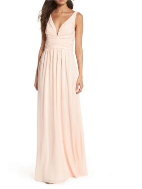 LULUS V-Neck Chiffon Gown, Size Large, NWT